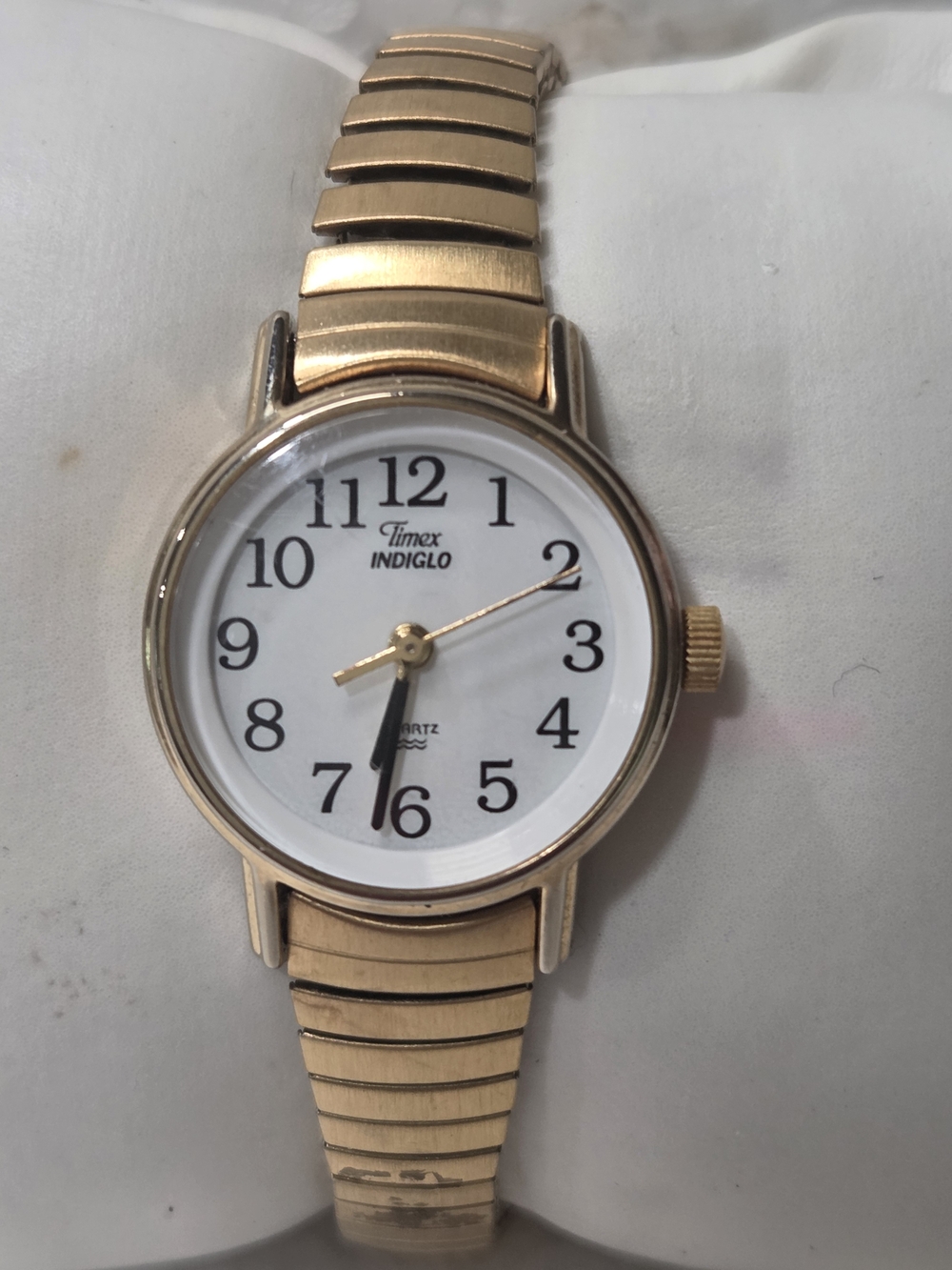 Timex Indiglo Gold-Tone Expansion Band Watch - White Dial